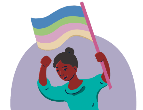 Woman waving the pride flag